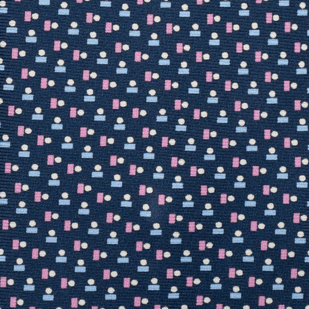 Cravatta 3 pieghe in Seta, Micro Fantasia, Blu Rosa - JC057248-10