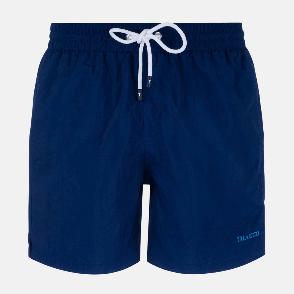 Costume Mare Talarico Tinta Unita Con Tasca Bicolore Blu /Piscina