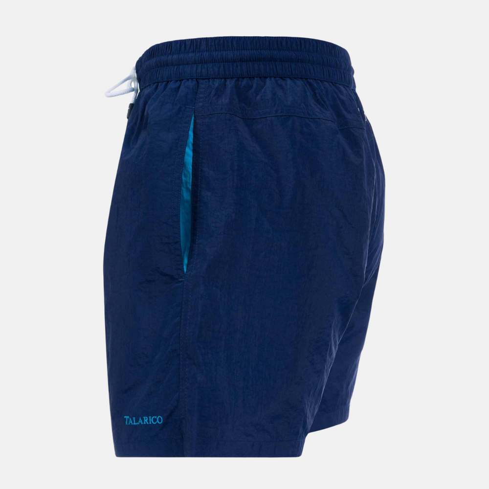 Costume Mare Talarico Tinta Unita Con Tasca Bicolore Blu /Piscina