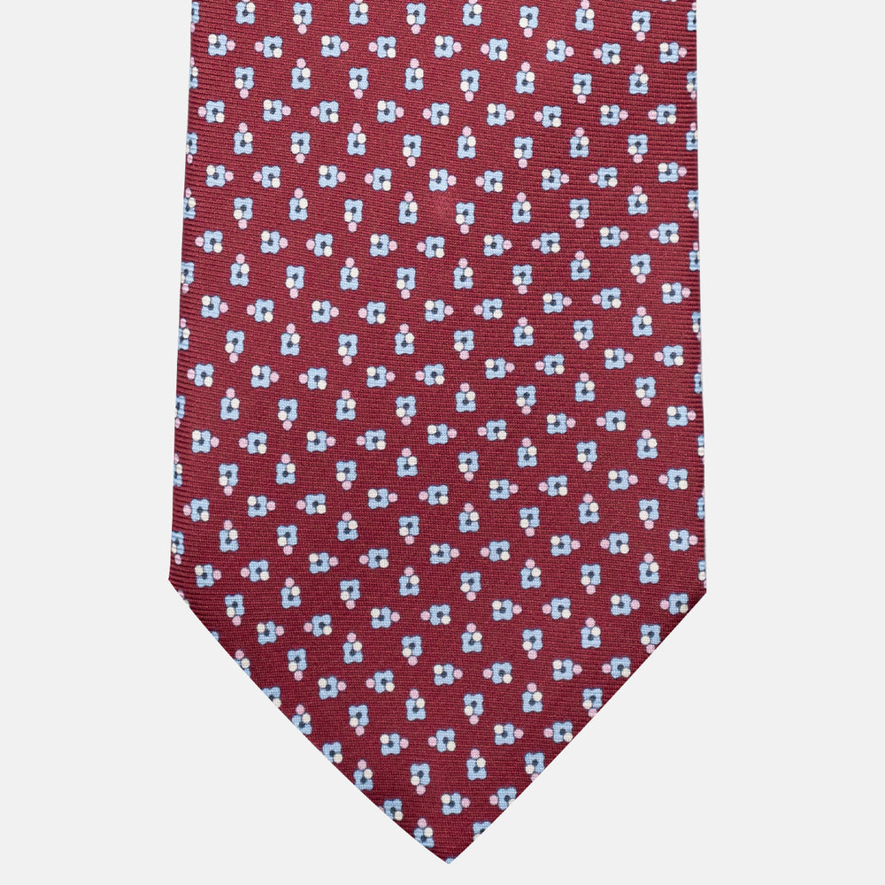 Cravatta 3 pieghe in Seta, Fantasia Floreale, Bordeaux - JA057247-13