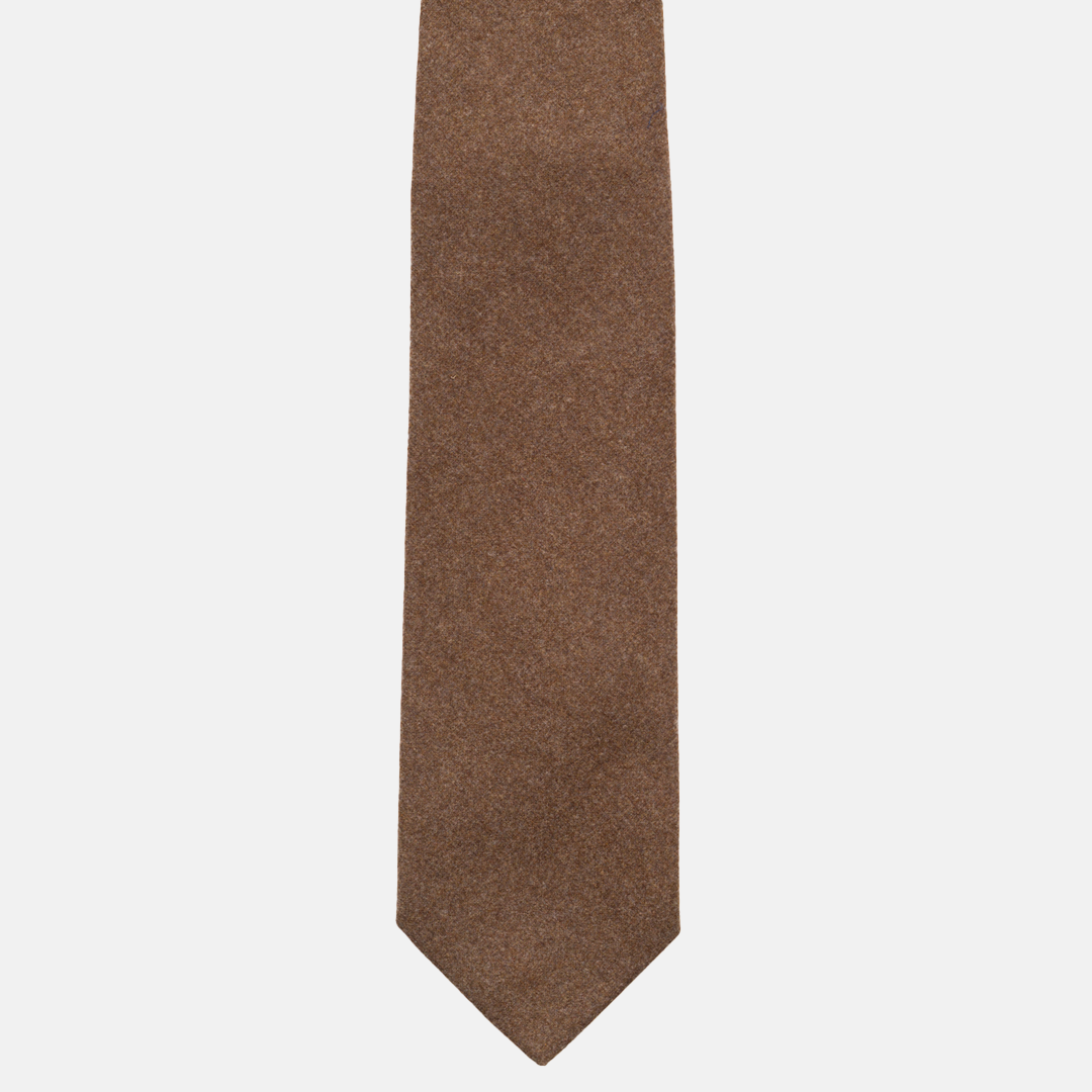 Brown Wool 3 Fold Tie