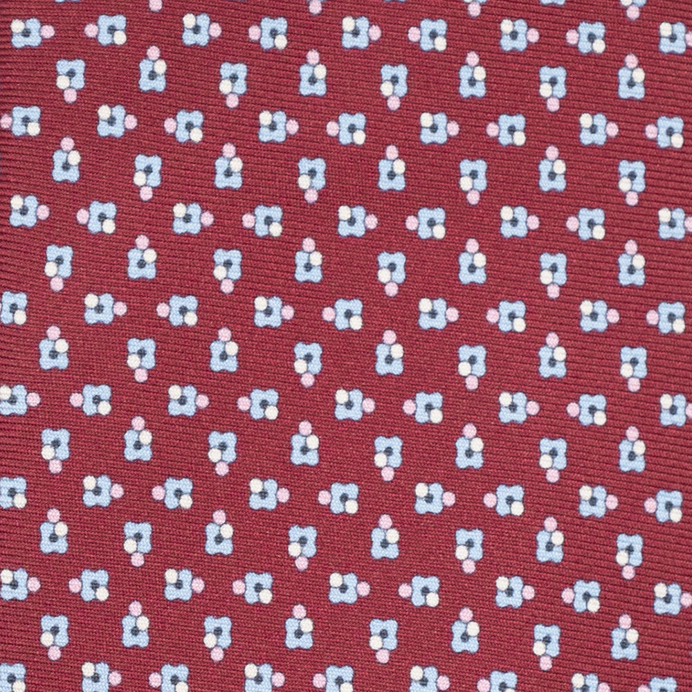 Cravatta 3 pieghe in Seta, Fantasia Floreale, Bordeaux - JA057247-13