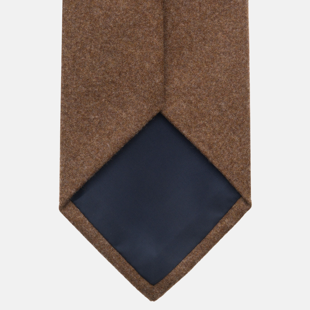 Brown Wool 3 Fold Tie