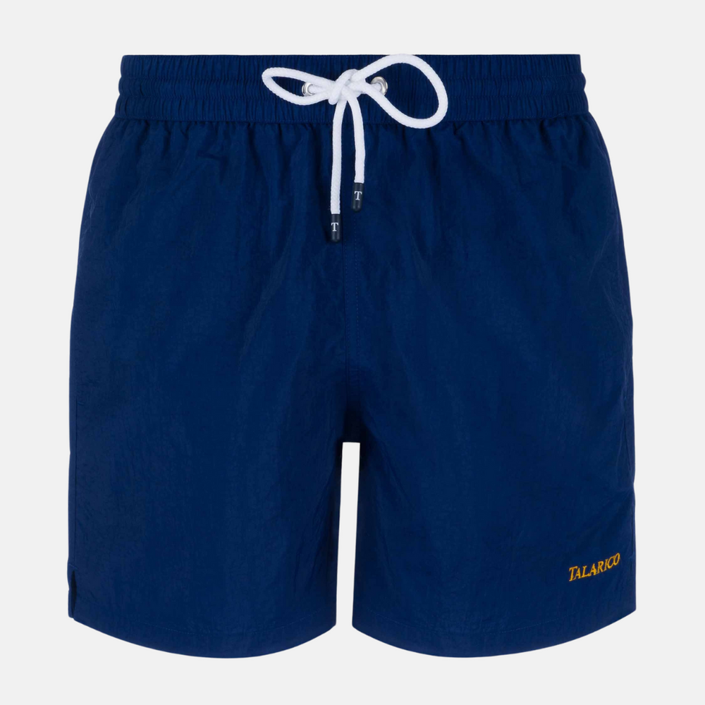 Costume Mare Talarico Tinta Unita Con Tasca Bicolore  Blu / Arancio