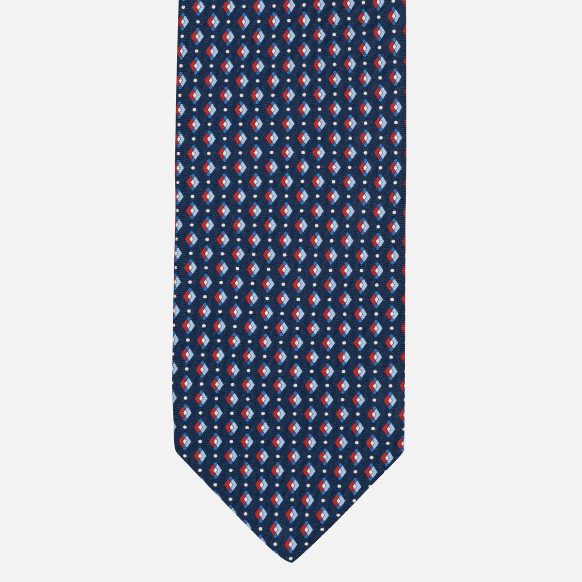 1999 Collection Tie in Heavy Silk Blue Geometric Pattern