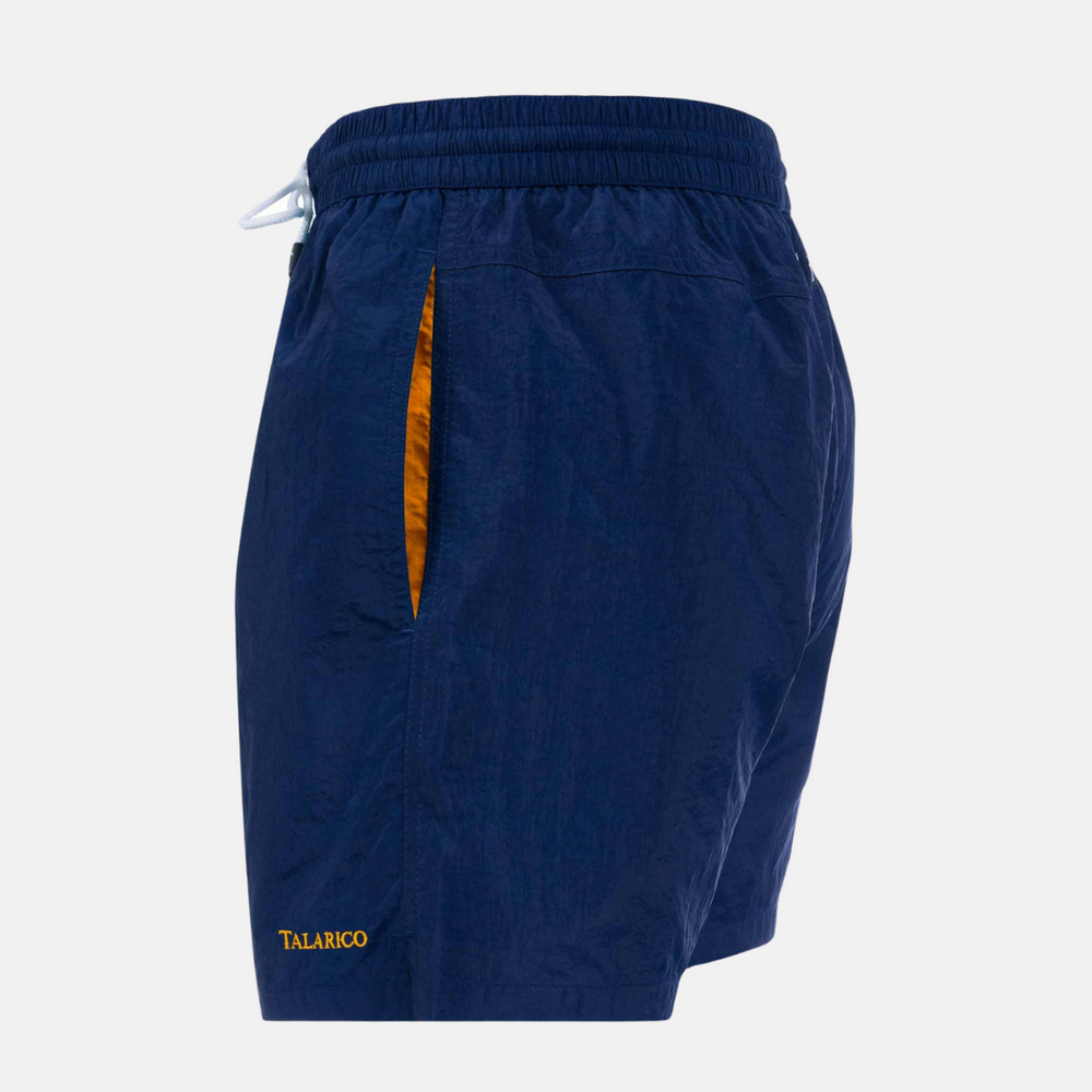 Costume Mare Talarico Tinta Unita Con Tasca Bicolore  Blu / Arancio