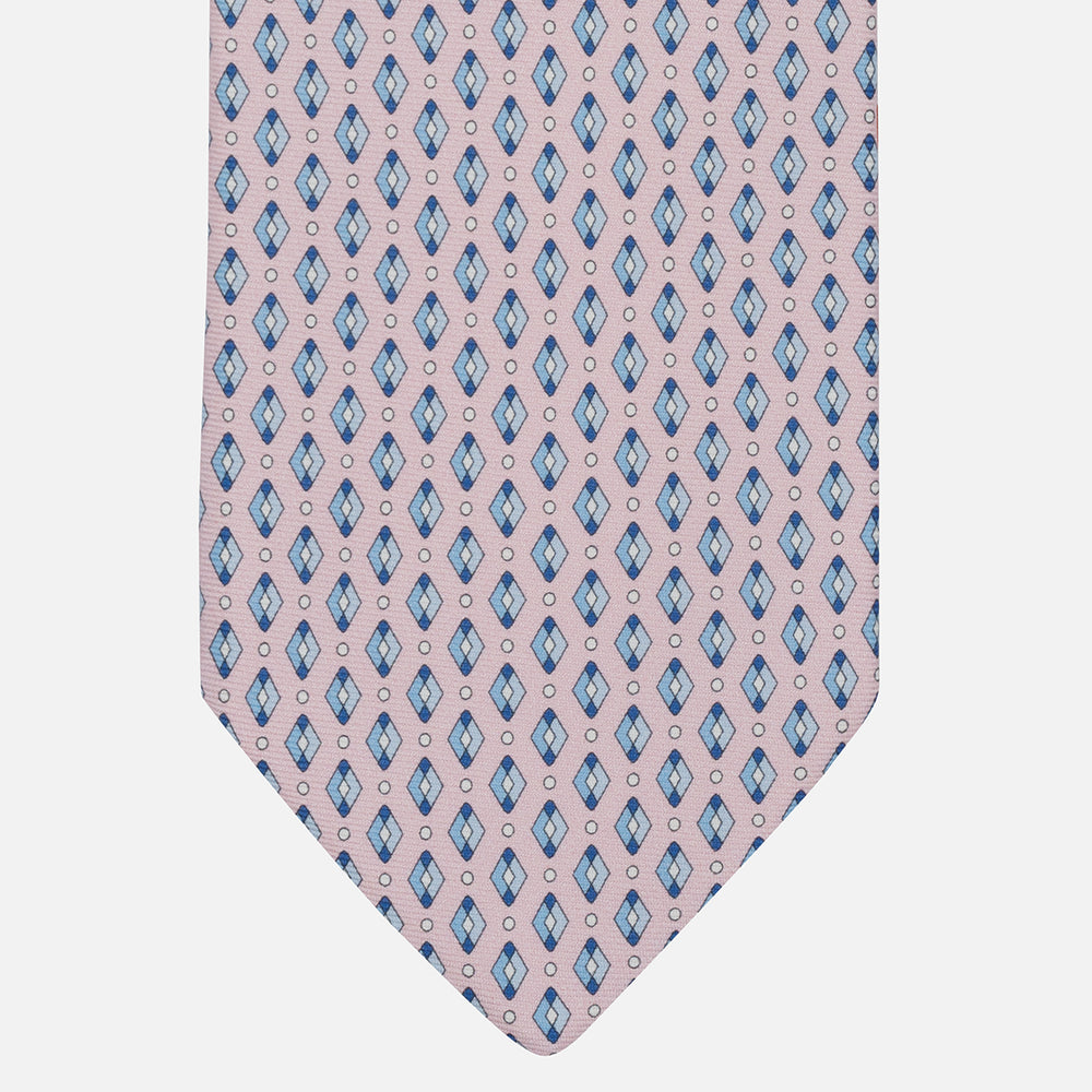 1999 Collection Tie in Heavy Silk Blue Geometric Pattern