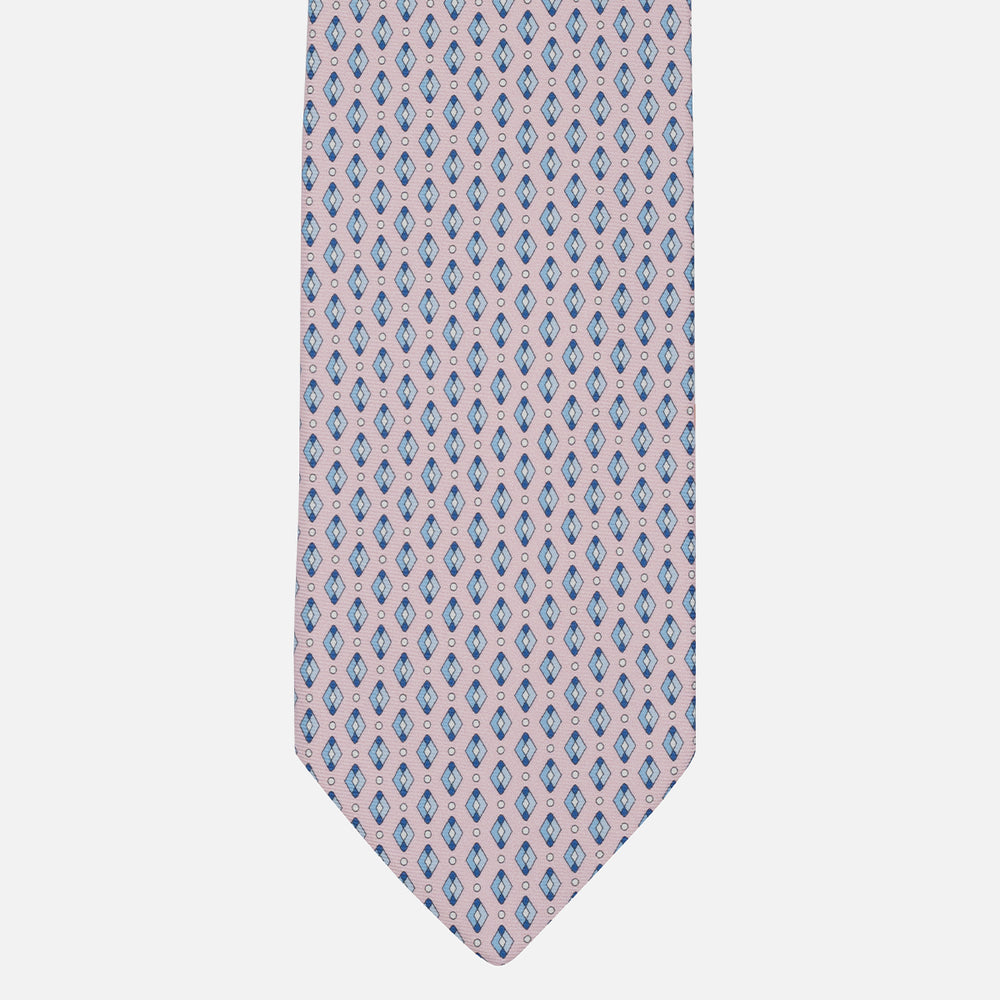 1999 Collection Tie in Heavy Silk Blue Geometric Pattern