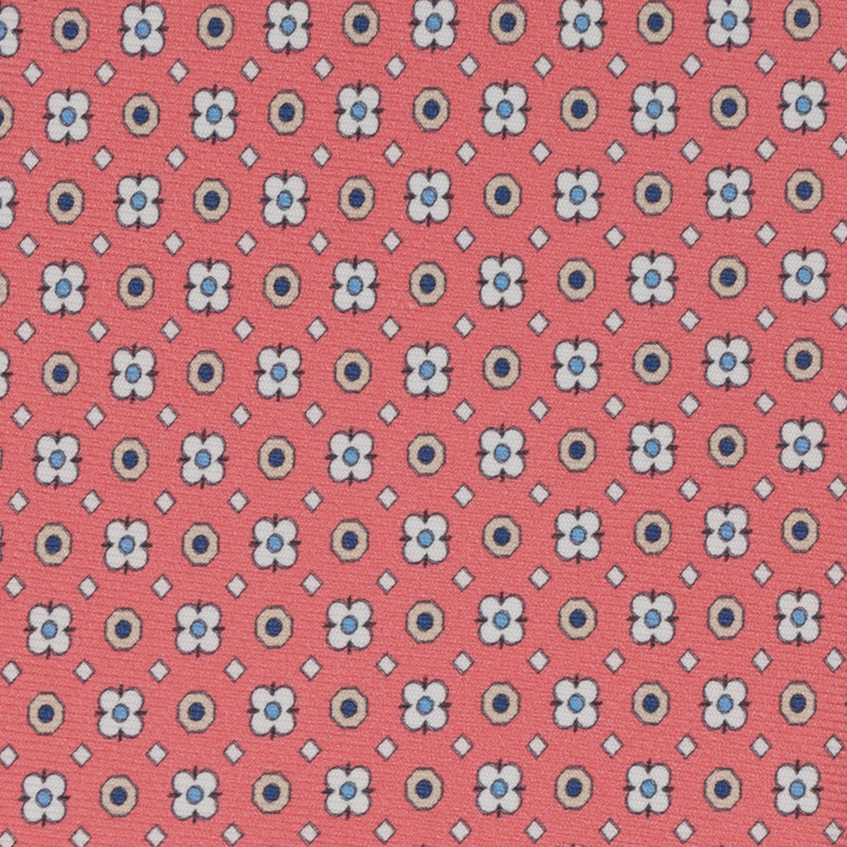Cravatta Collezione 1999 in Seta Twill Fantasia Floreale Fragola Bianco