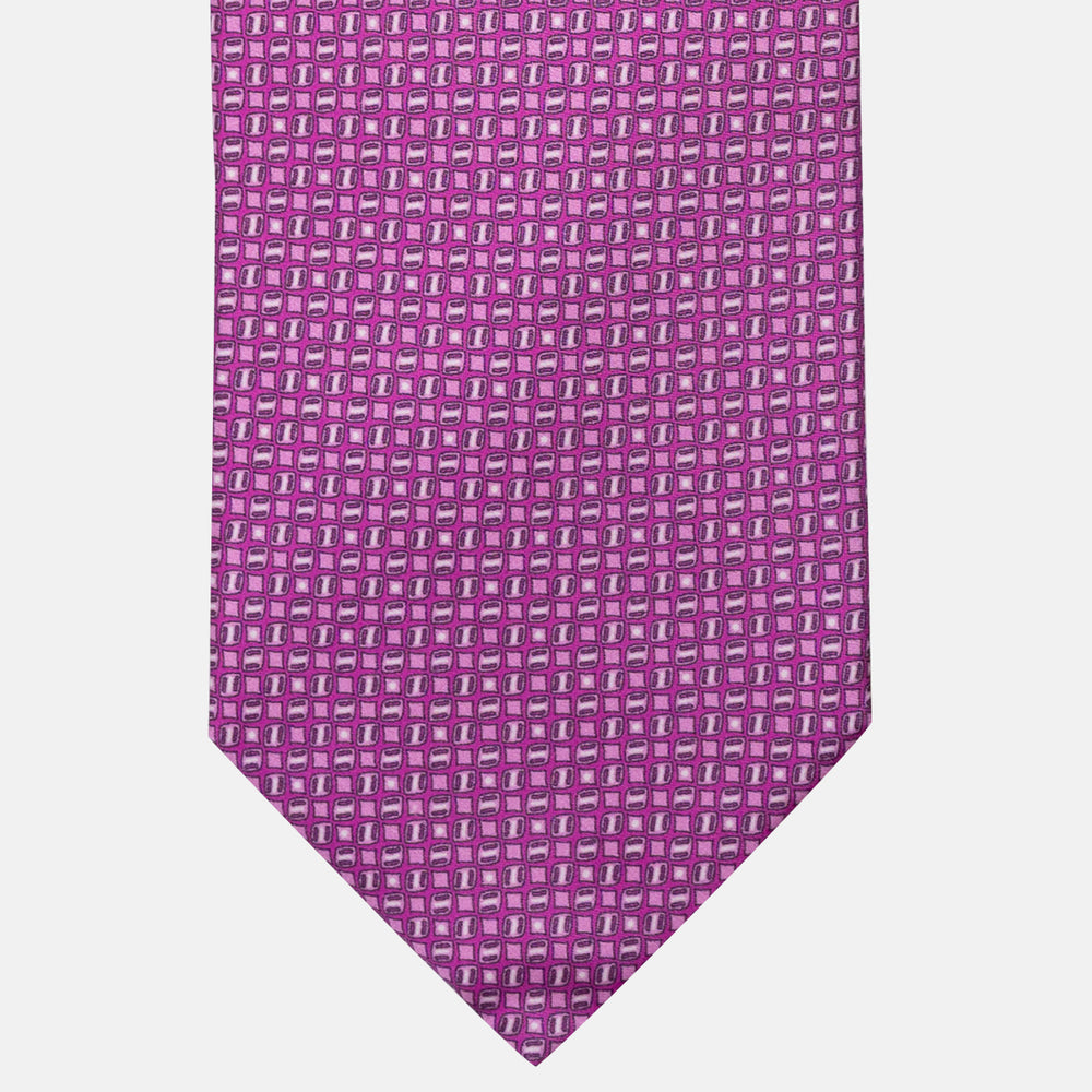 Cravatta 3 Pieghe in Raso Satin Micro Fantasia Magenta - JA241003-1