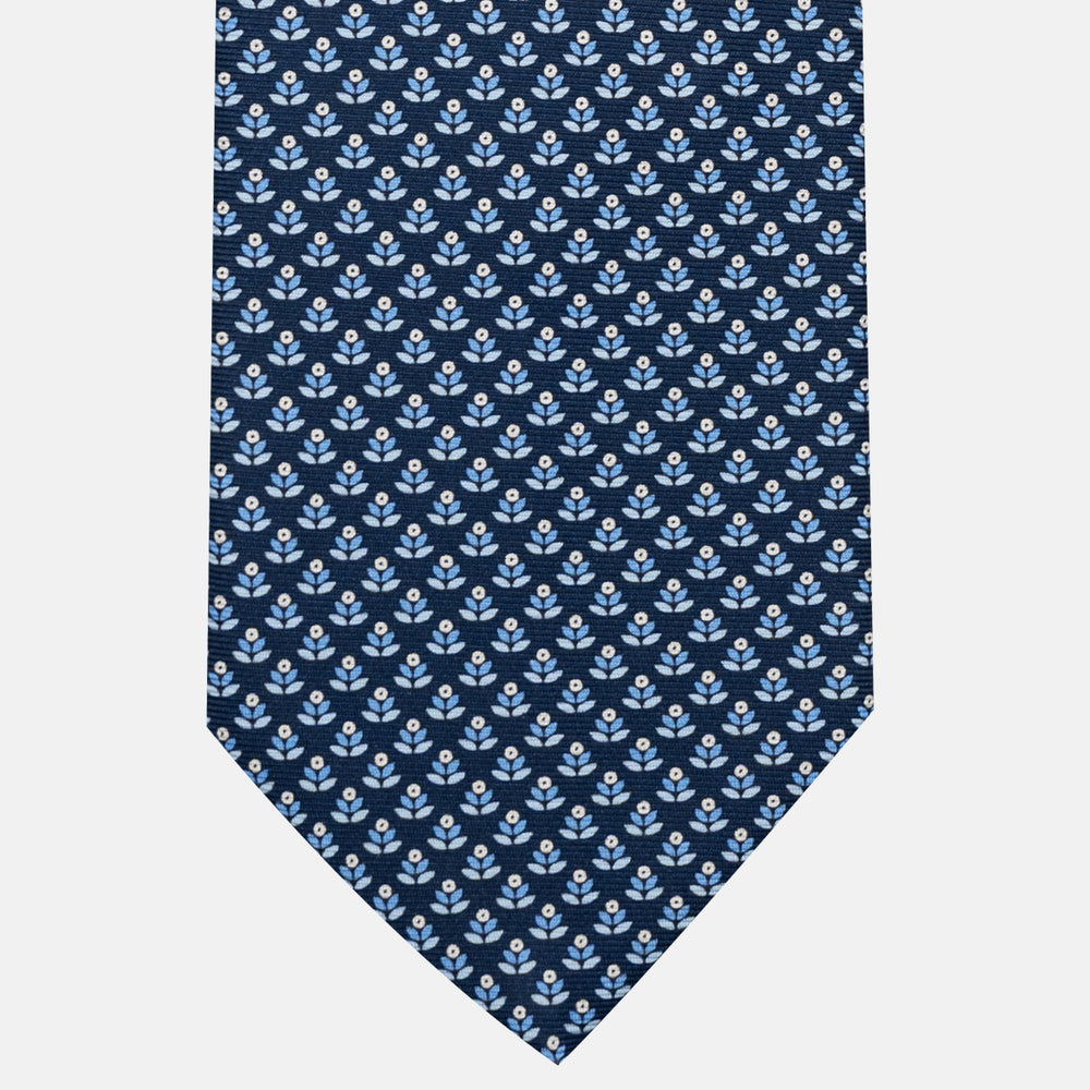 Cravatta 3 pieghe in Seta, Fantasia Floreale, Blu Celeste - JC056330-1