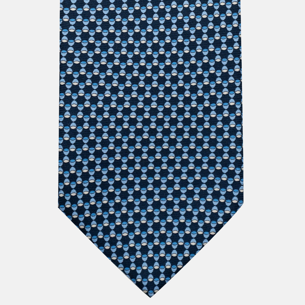 Cravatta 3 pieghe in Seta, Fantasia Geometrica, Blu Celeste - JC057249-1