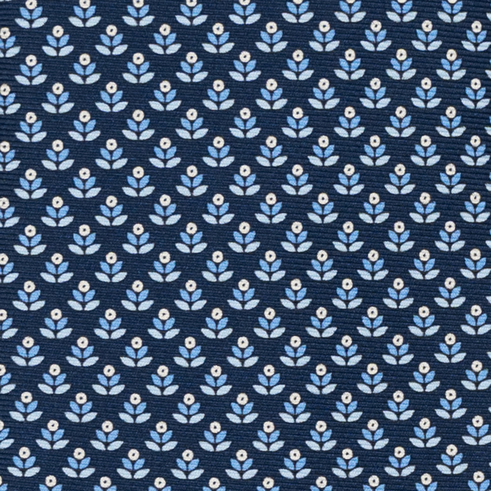 Cravatta 3 pieghe in Seta, Fantasia Floreale, Blu Celeste - JC056330-1