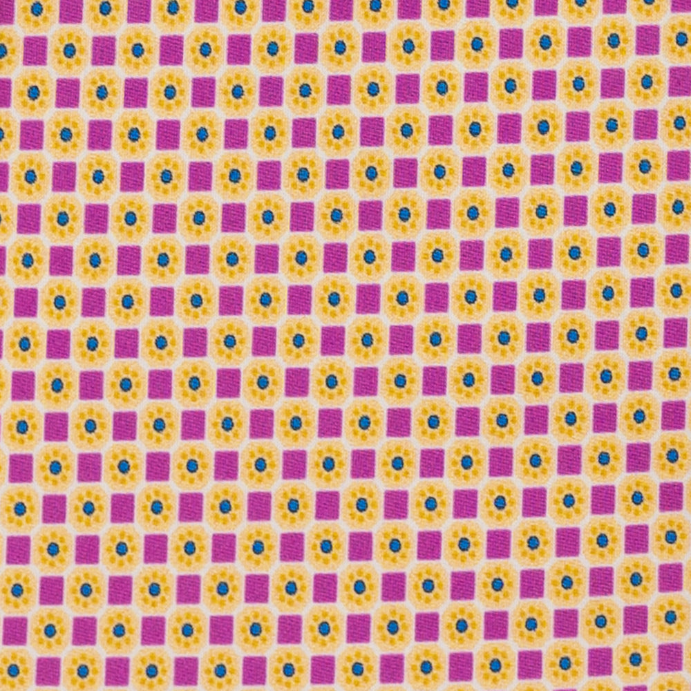 Cravatta 3 Pieghe in Raso Satin Fantasia Geometrica Giallo - JA241005-1