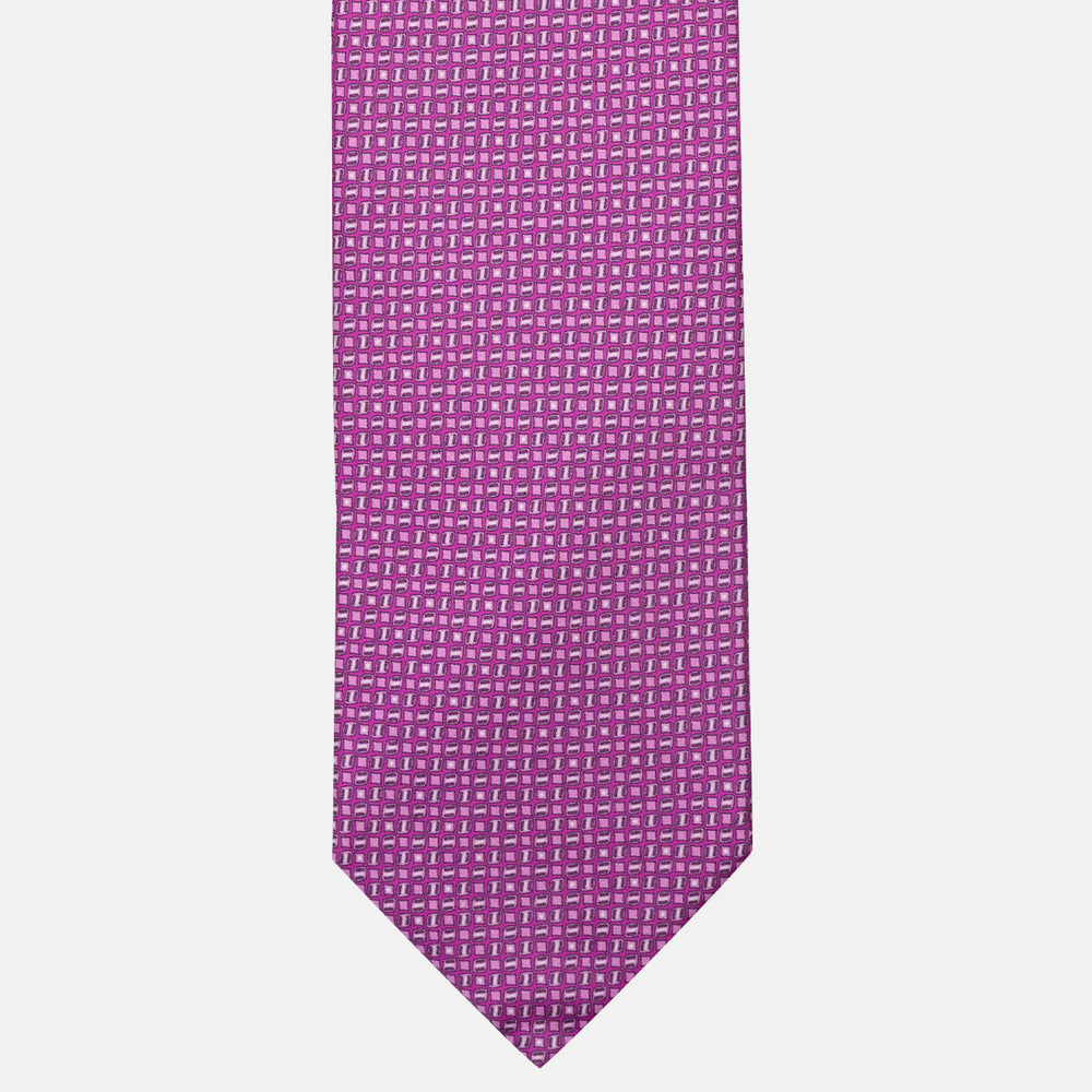 Cravatta 3 Pieghe in Raso Satin Micro Fantasia Magenta - JA241003-1