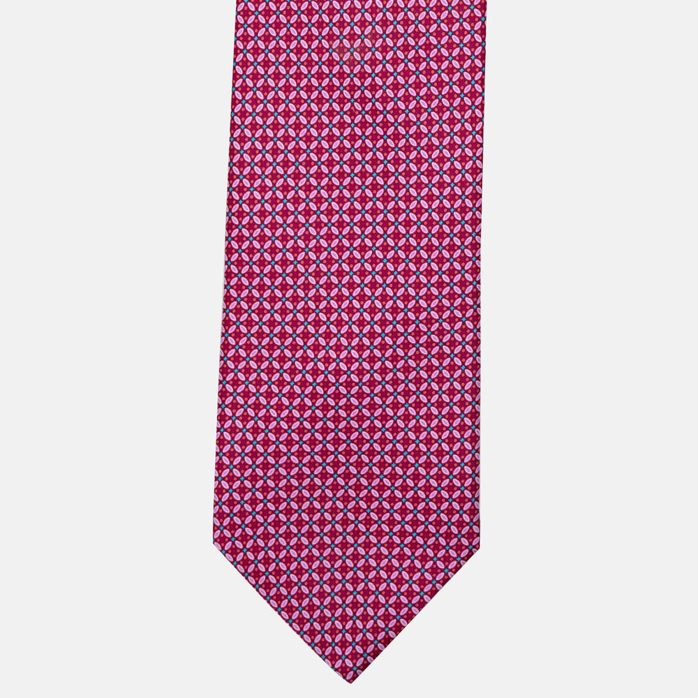 Cravatta 3 Pieghe in Raso Satin Fantasia Floreale Magenta - JA241001-1