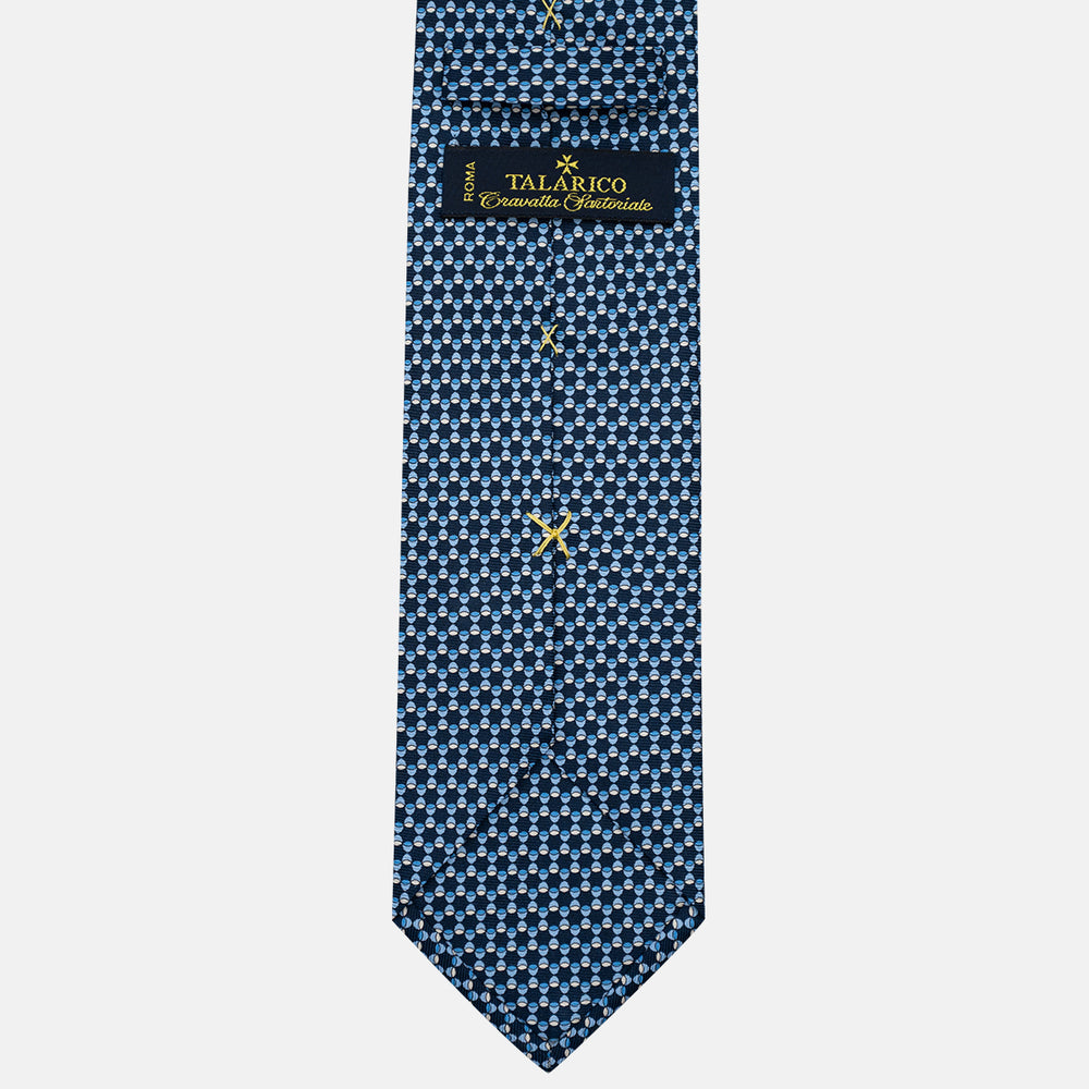 Cravatta 3 pieghe in Seta, Fantasia Geometrica, Blu Celeste - JC057249-1