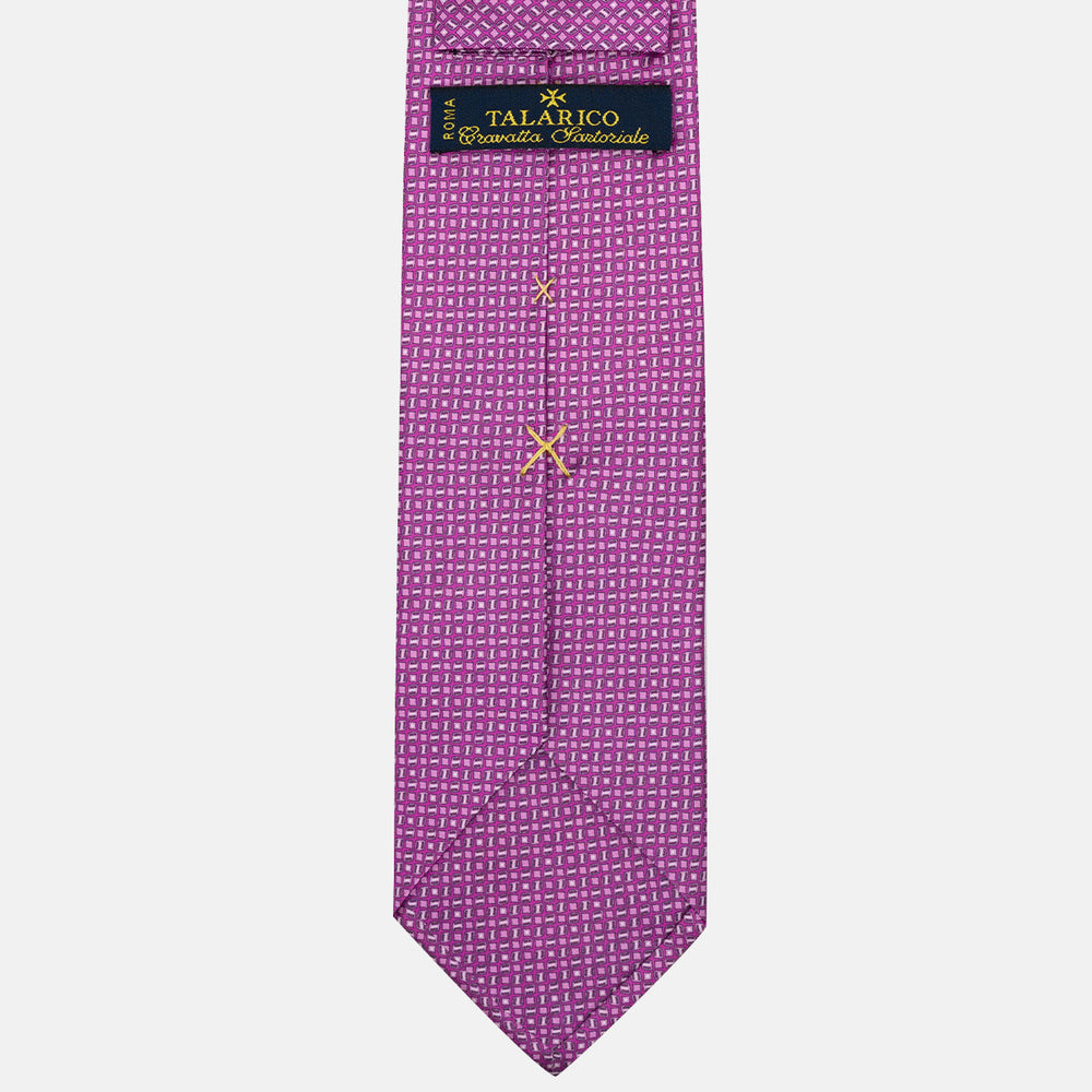 Cravatta 3 Pieghe in Raso Satin Micro Fantasia Magenta - JA241003-1