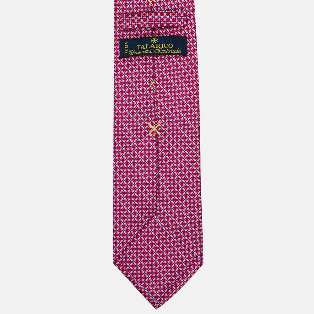 Cravatta 3 Pieghe in Raso Satin Fantasia Floreale Magenta - JA241001-1