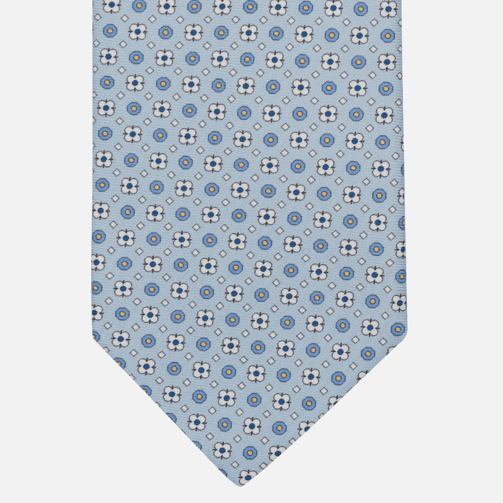 1999 Collection Tie in Heavy Silk Blue Geometric Pattern