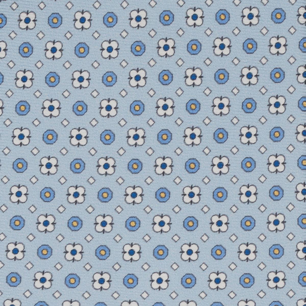 Cravatta Collezione 1999 in Seta Twill Fantasia Floreale Celeste Piscina