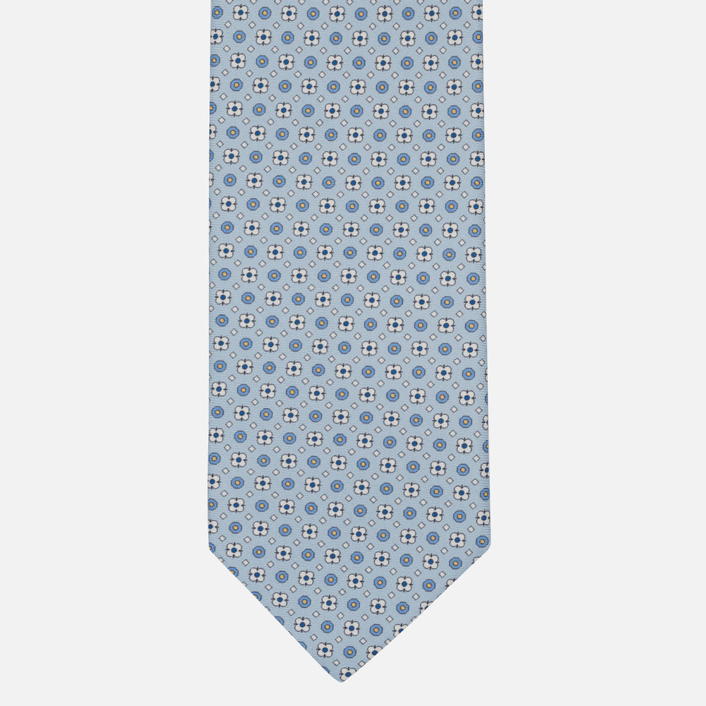1999 Collection Tie in Heavy Silk Blue Geometric Pattern