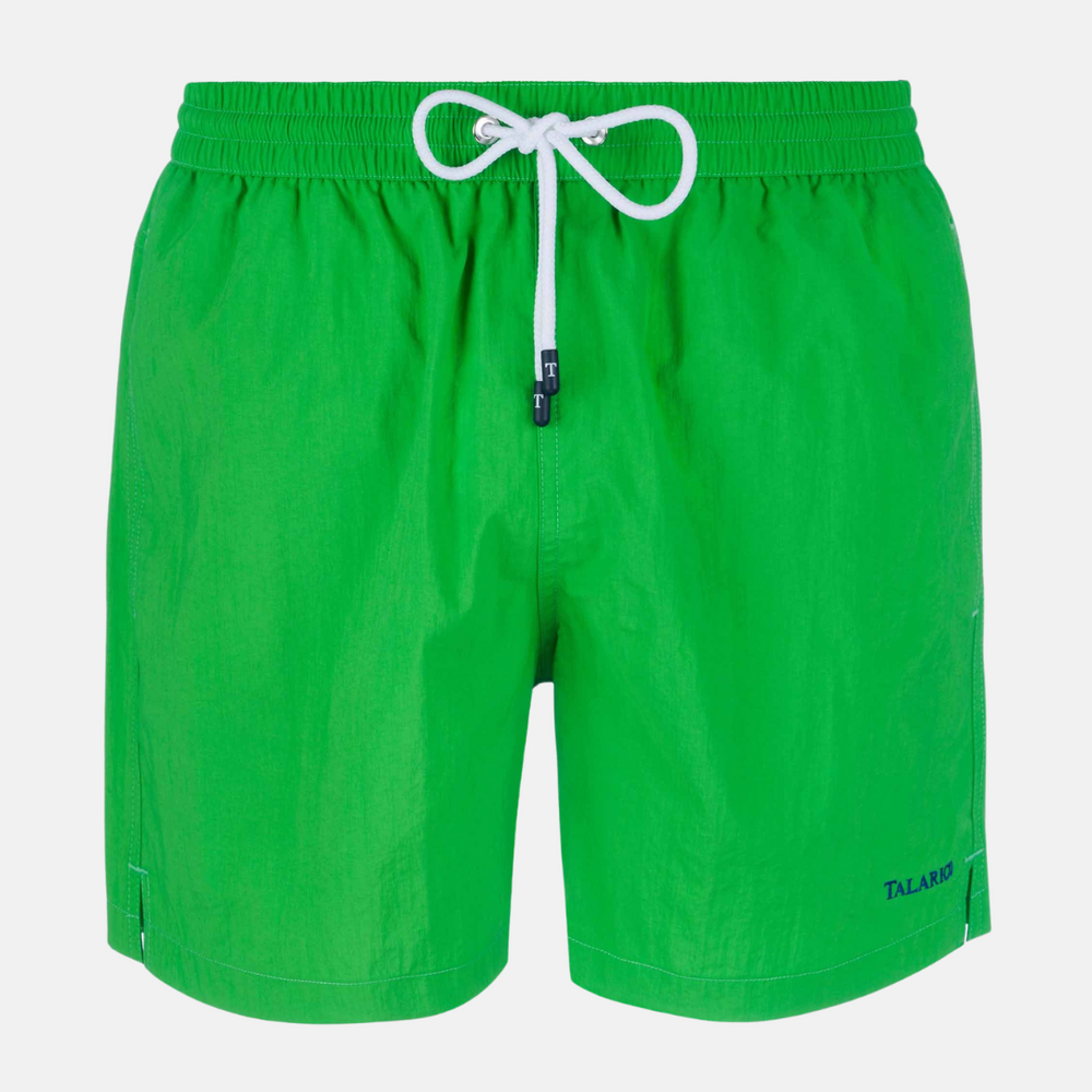 Costume Mare Talarico Tinta Unita Con Tasca Bicolore Verde / Avio