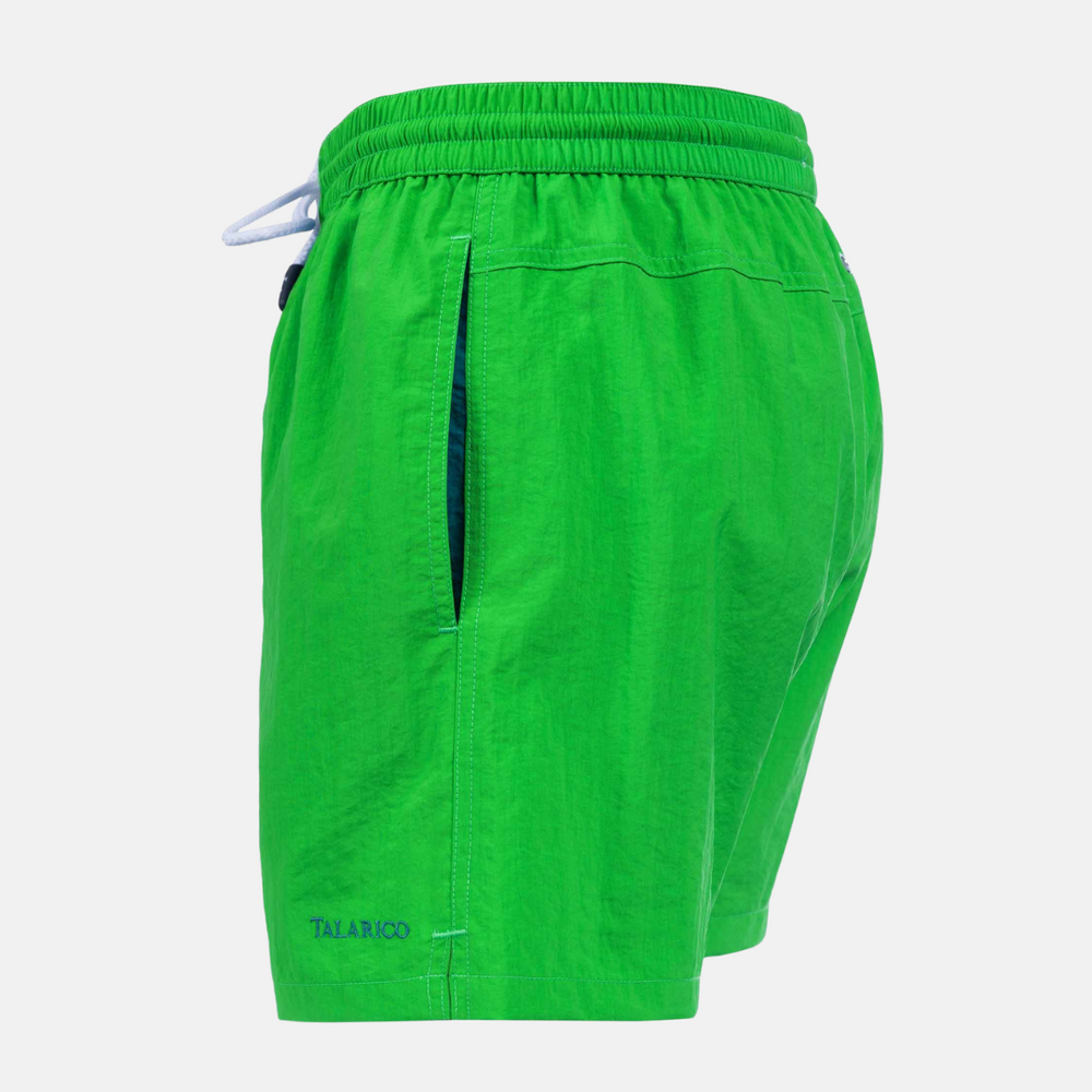 Costume Mare Talarico Tinta Unita Con Tasca Bicolore Verde / Ottanio
