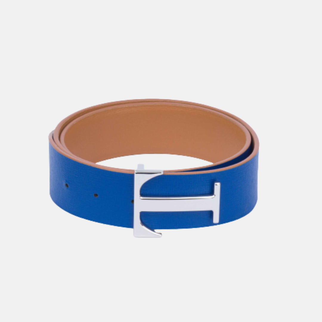 Cintura Bicolor Blu/Cammello