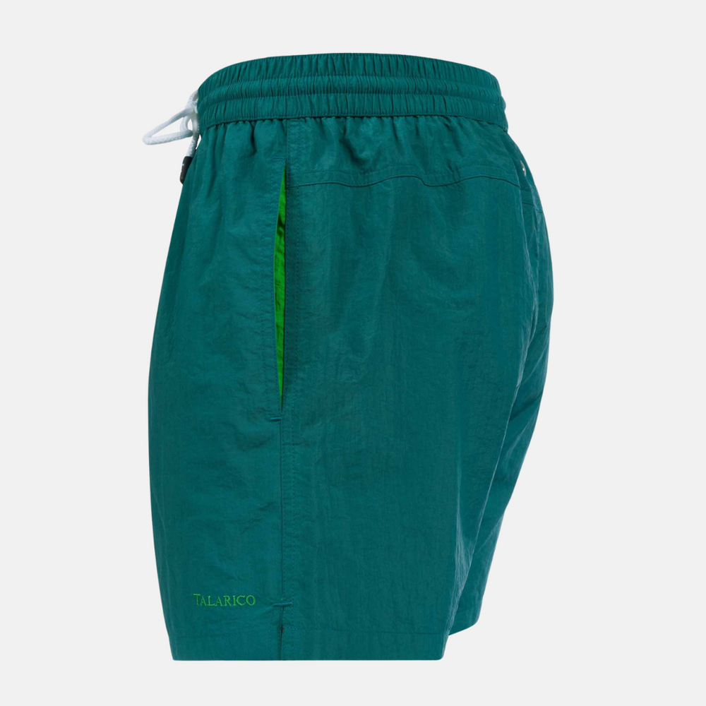 Costume Mare Talarico Tinta Unita Con Tasca Bicolore Ottanio / Verde