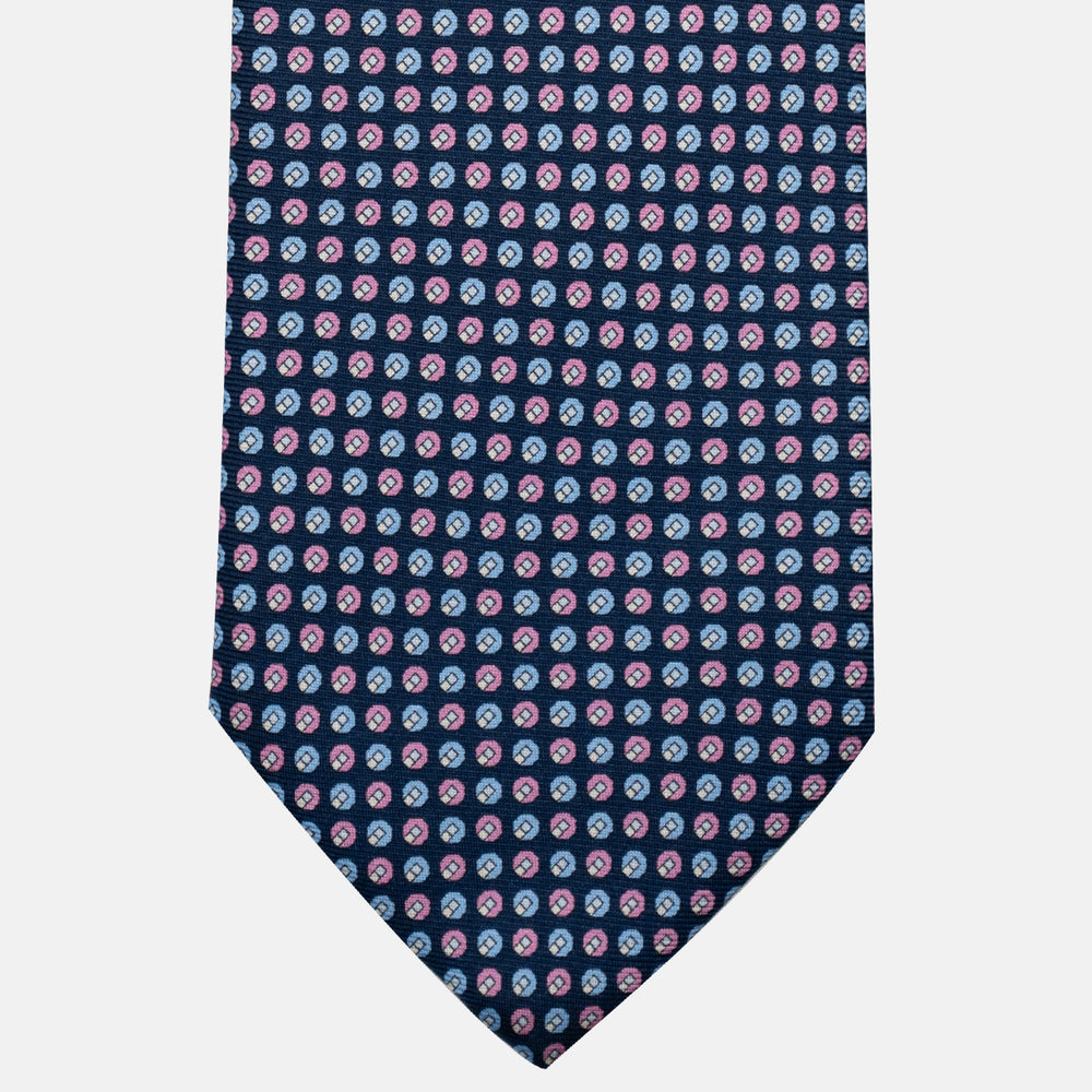 Cravatta 3 pieghe in Seta, Micro Fantasia, Blu Rosa - JC056670-2