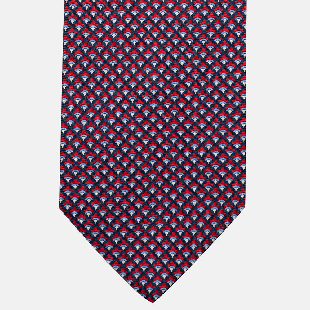 Cravatta 3 pieghe in Seta, Micro Fantasia, Blu Rosso - JC056329-2