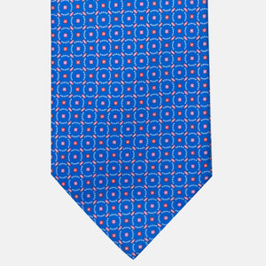 Cravatta 3 Pieghe in Raso Satin Fantasia Geometrica Azzurro - JA241002-2