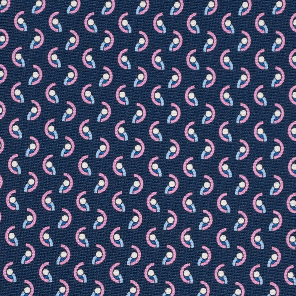 Cravatta 3 pieghe in Seta, Micro Fantasia, Blu Rosa - JC056131-2
