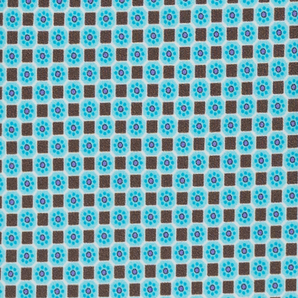 Cravatta 3 Pieghe in Raso Satin Fantasia Geometrica Piscina - JA241005-2