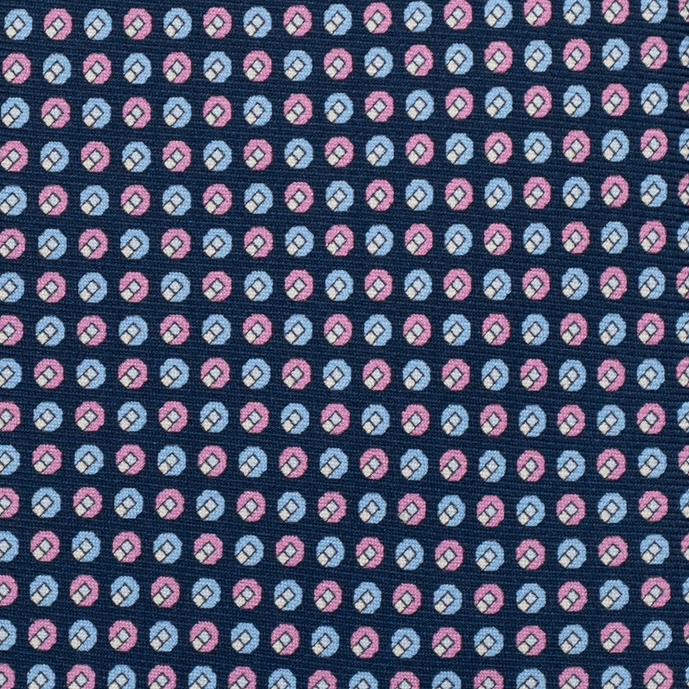 Cravatta 3 pieghe in Seta, Micro Fantasia, Blu Rosa - JC056670-2