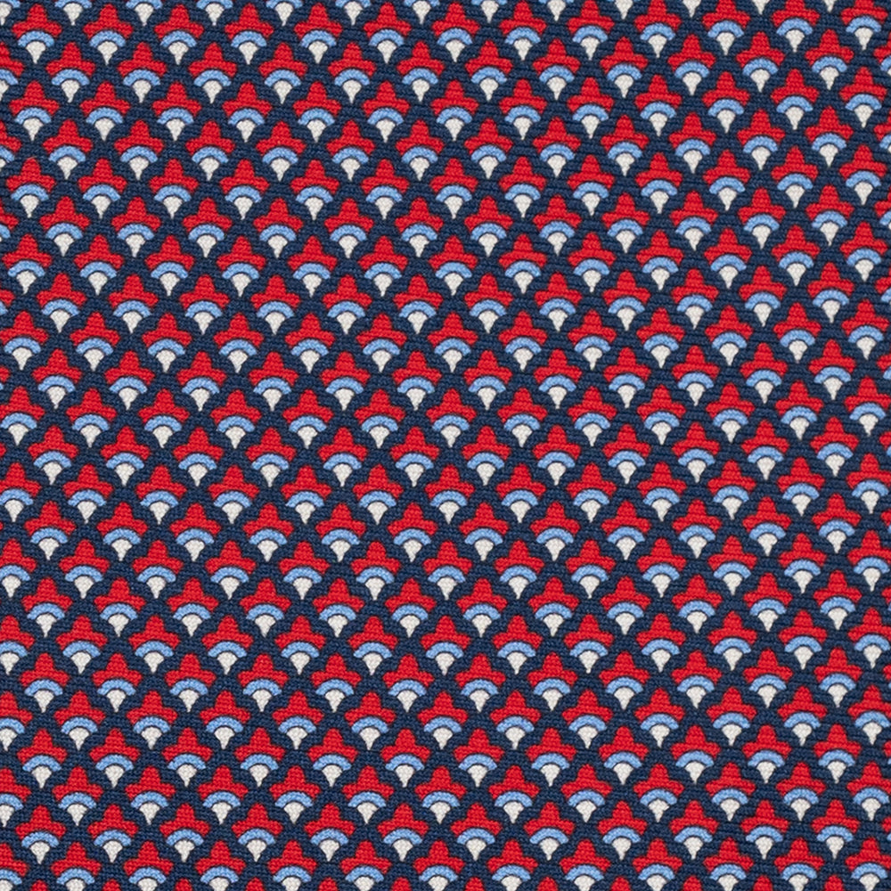 Cravatta 3 pieghe in Seta, Micro Fantasia, Blu Rosso - JC056329-2