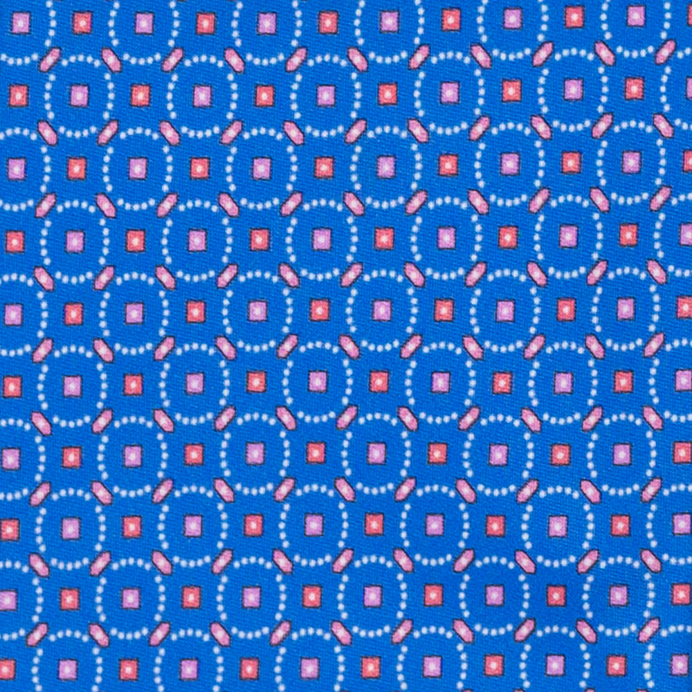 Cravatta 3 Pieghe in Raso Satin Fantasia Geometrica Azzurro - JA241002-2