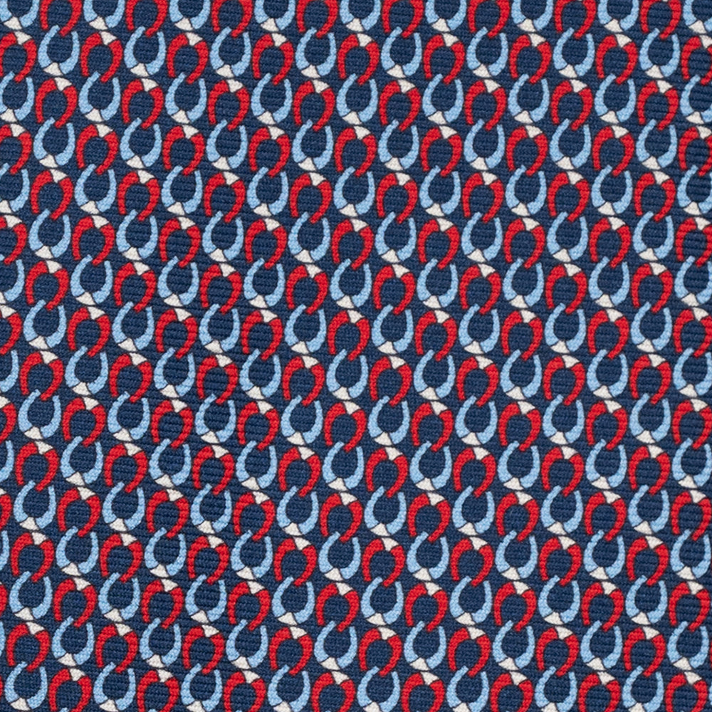 Cravatta 3 pieghe in Seta, Fantasia Concatenata, Blu Rosso - JC056339-2
