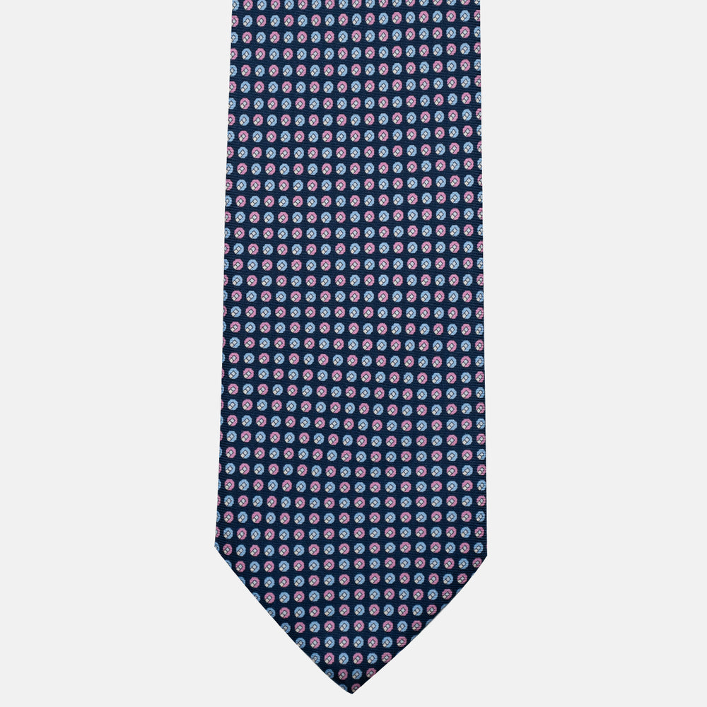 Cravatta 3 pieghe in Seta, Micro Fantasia, Blu Rosa - JC056670-2