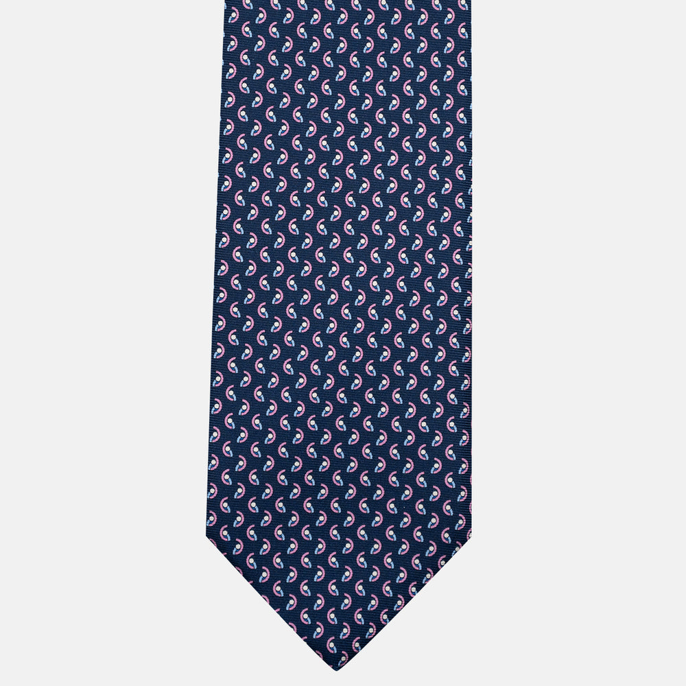 Cravatta 3 pieghe in Seta, Micro Fantasia, Blu Rosa - JC056131-2