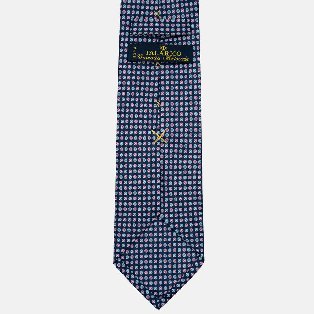 Cravatta 3 pieghe in Seta, Micro Fantasia, Blu Rosa - JC056670-2