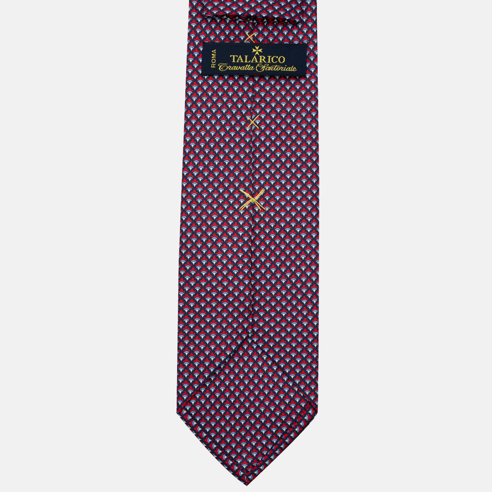 Cravatta 3 pieghe in Seta, Micro Fantasia, Blu Rosso - JC056329-2