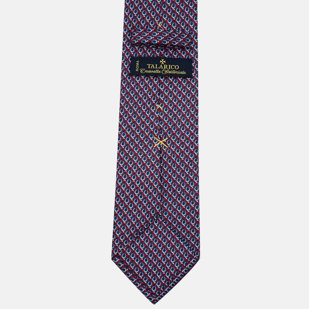 Cravatta 3 pieghe in Seta, Fantasia Concatenata, Blu Rosso - JC056339-2