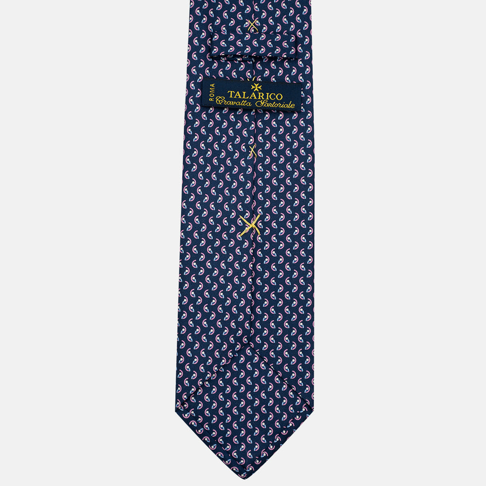 Cravatta 3 pieghe in Seta, Micro Fantasia, Blu Rosa - JC056131-2