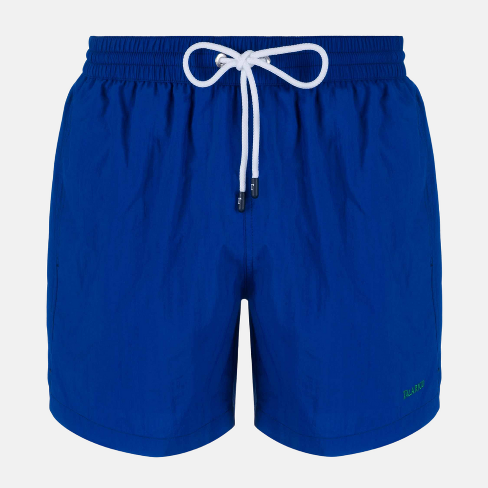 Costume Mare Talarico Tinta Unita Con Tasca Bicolore Avio / Verde