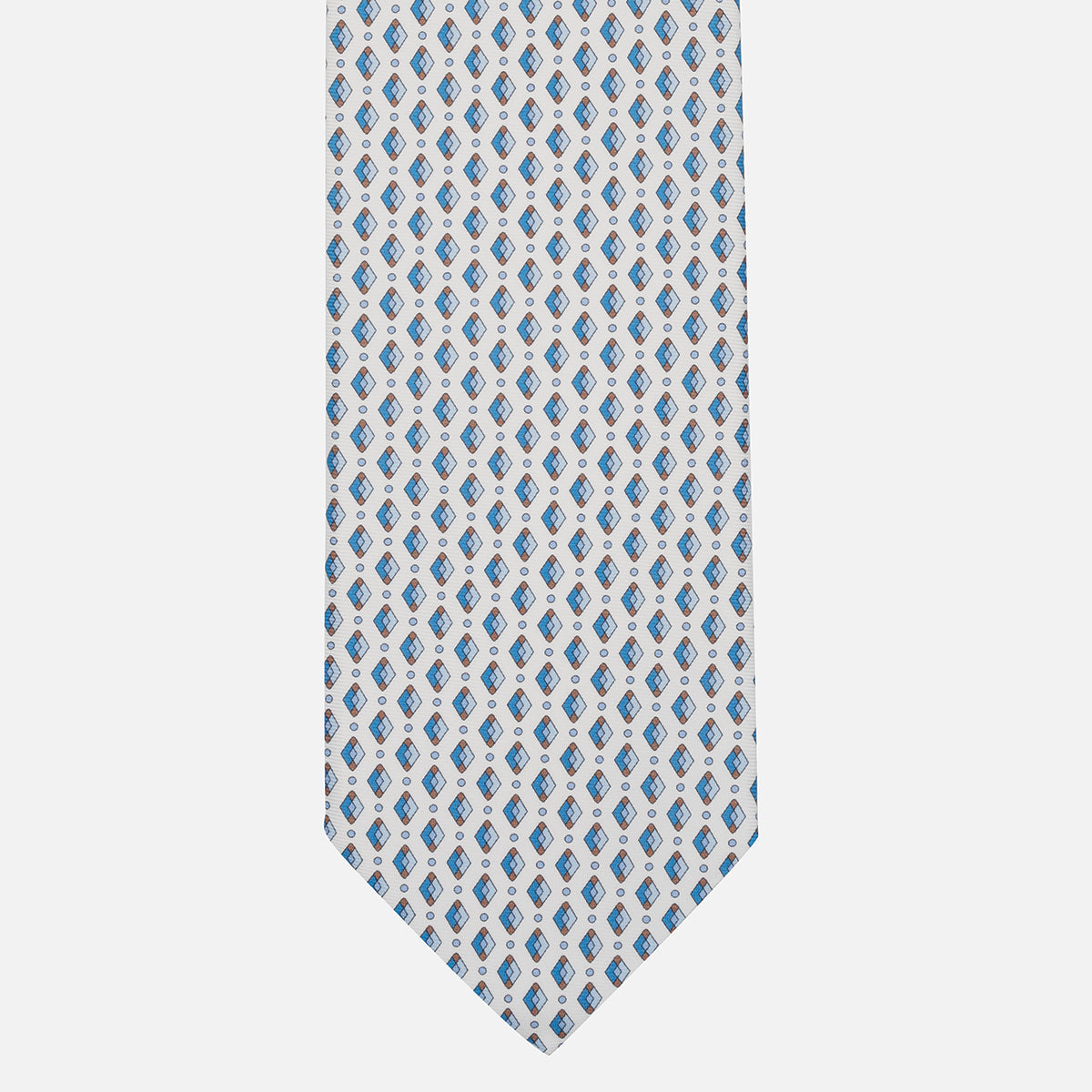 1999 Collection Tie in Heavy Silk Blue Geometric Pattern