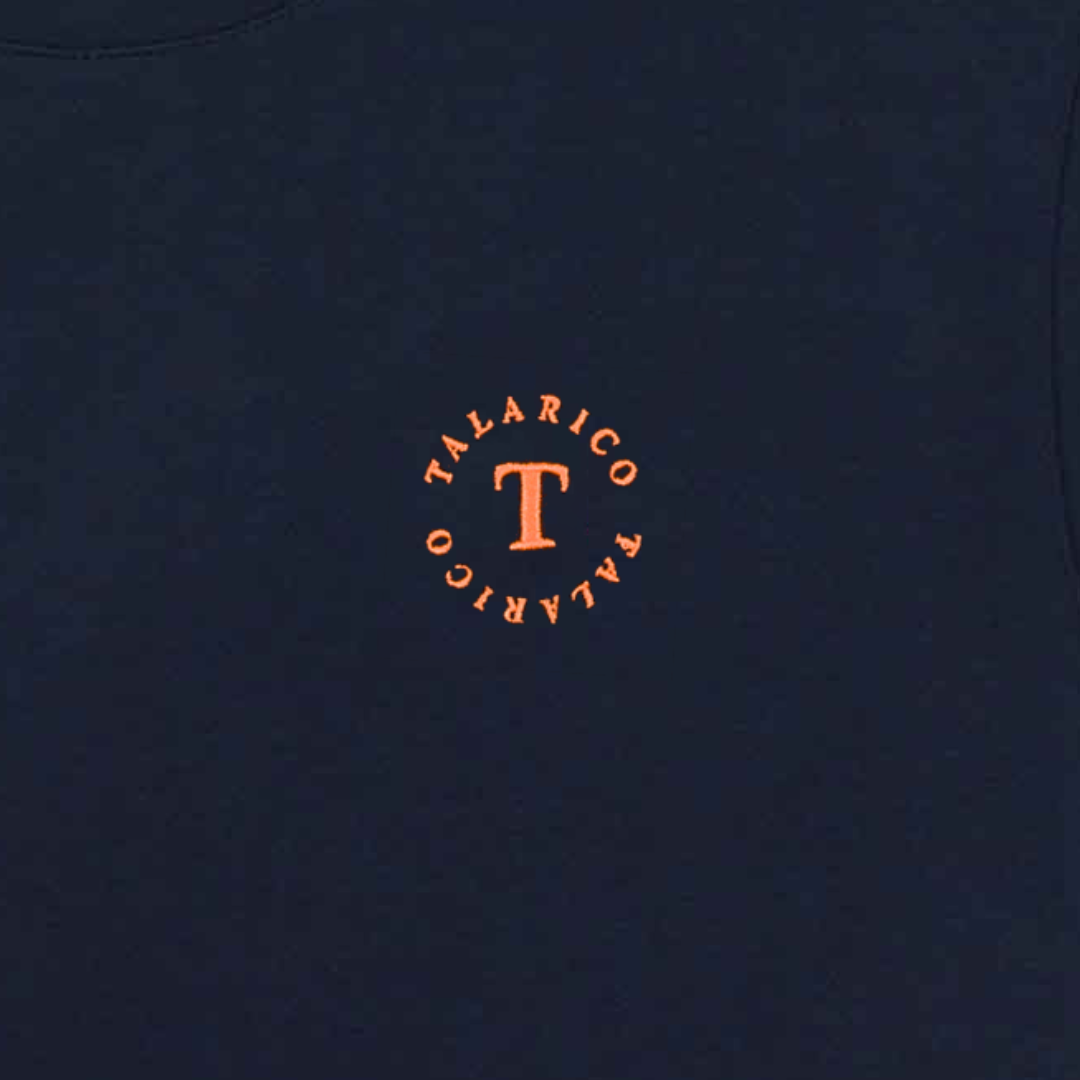 T SHIRT TALARICO IN COTONE BLU CON LOGO ARANCIONE