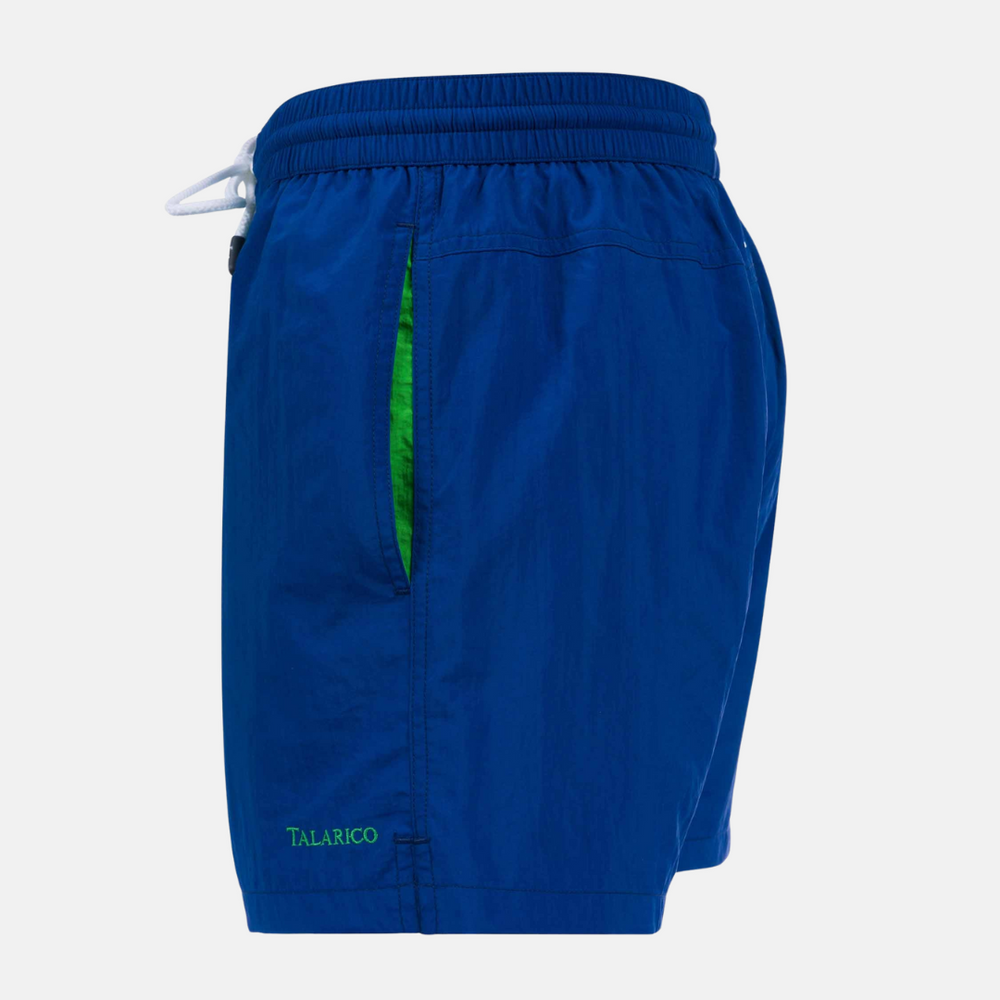 Costume Mare Talarico Tinta Unita Con Tasca Bicolore Avio / Verde