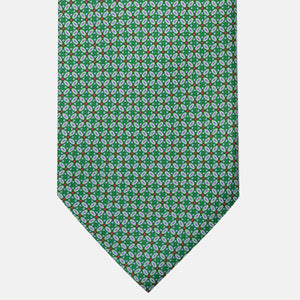 Cravatta 3 Pieghe in Raso Satin Fantasia Floreale Verde - JA241001-3